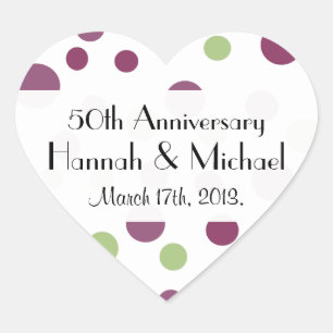 Polka Dots, Polka Dot Pattern, Dots, Anniversary Heart Sticker