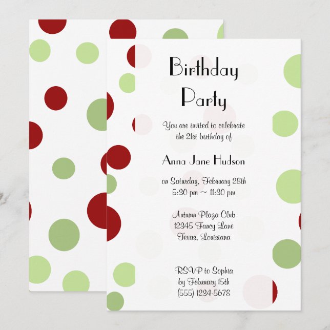 Polka Dots, Polka Dot Pattern, Dots, Birthday Invitation (Front/Back)