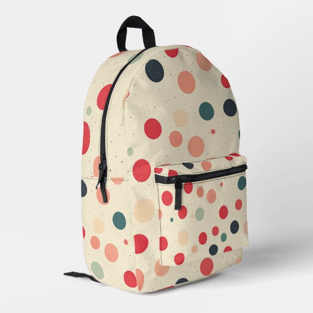 Polka Dots Printed Backpack (Back Corner Left)