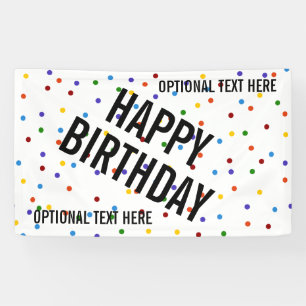 Polka Dots Rainbow Happy Birthday Party Banner