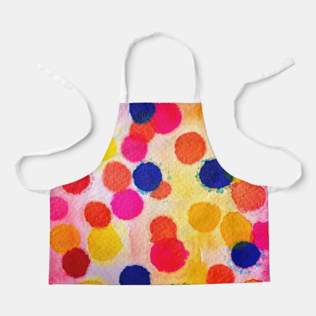 Polka dots rainbow waterclor apron (Front)