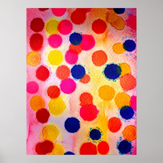 Polka dots rainbow waterclor poster (Front)