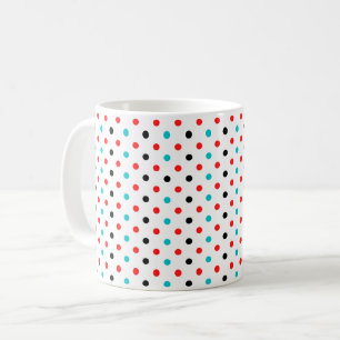Polka Dots Red Blue Black Polka Dots Pattern Coffee Mug