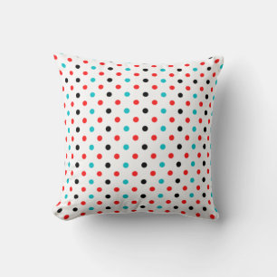 Polka Dots Red Blue Black Polka Dots Pattern Cushion