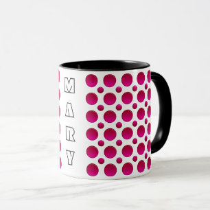 Polka Dots Red Gragient Name Mug
