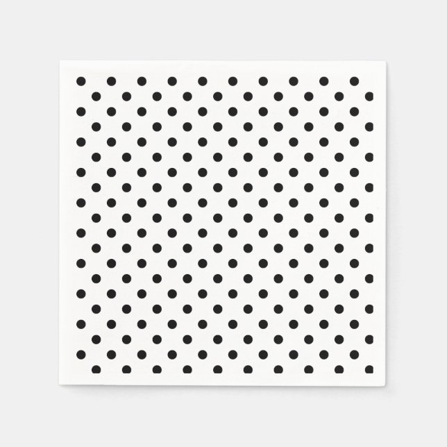 Polka-dots | retro black and white dots napkin (Front)
