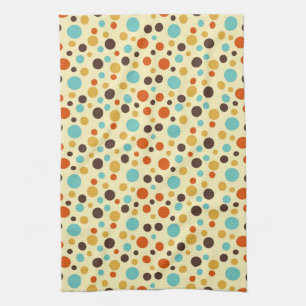 Polka Dots Retro Colors Blue Yellow Red Tea Towel