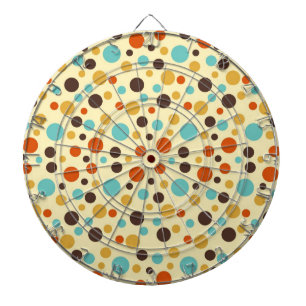 Polka Dots Retro Colours Blue Yellow Red Dartboard