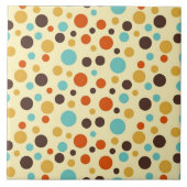 Polka Dots Retro Colours Blue Yellow Red Tile (Front)