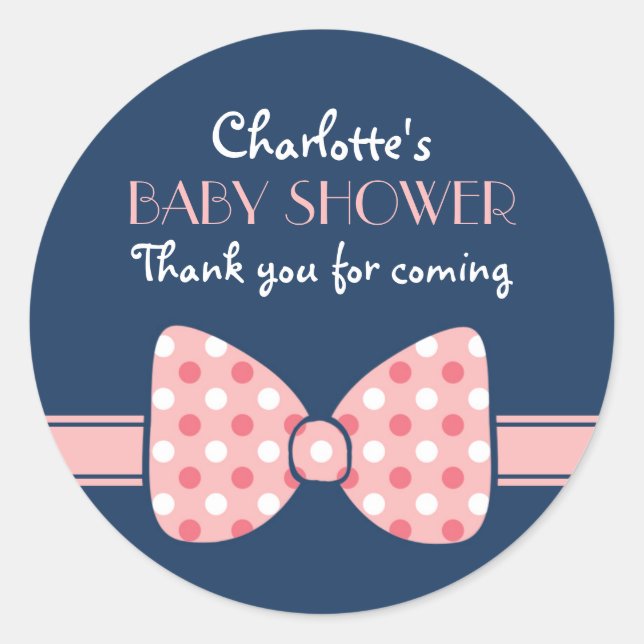 Polka Dots Ribbon Bow Tie Thank You Sticker (Front)