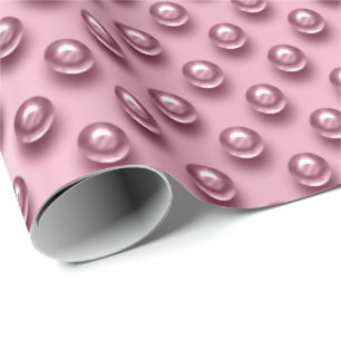 Polka Dots Rose Gold Blush Pearls Pink Mauve Wrapping Paper