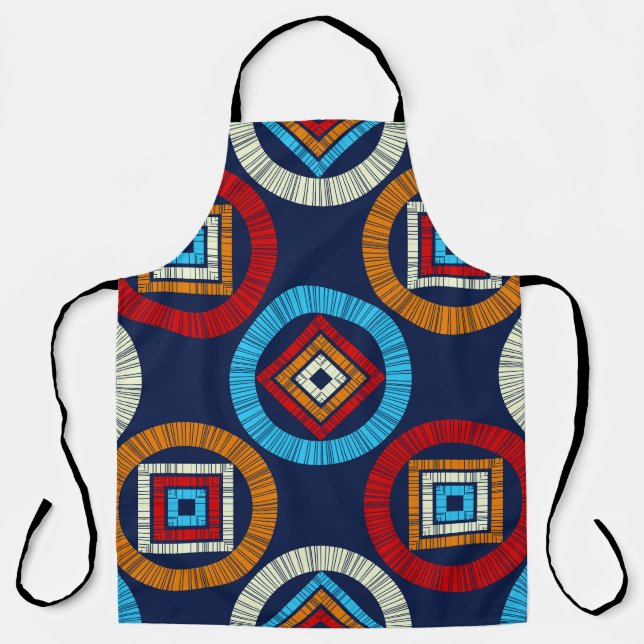 Polka dots seamless pattern. Mosaic of ethnic figu Apron (Front)