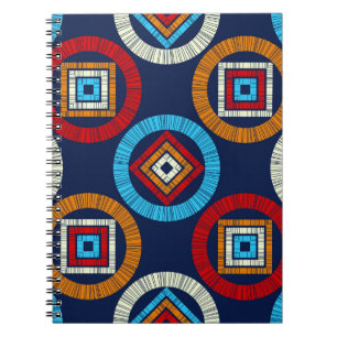 Polka dots seamless pattern. Mosaic of ethnic figu Notebook