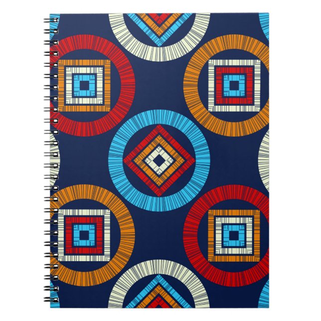 Polka dots seamless pattern. Mosaic of ethnic figu Notebook (Front)