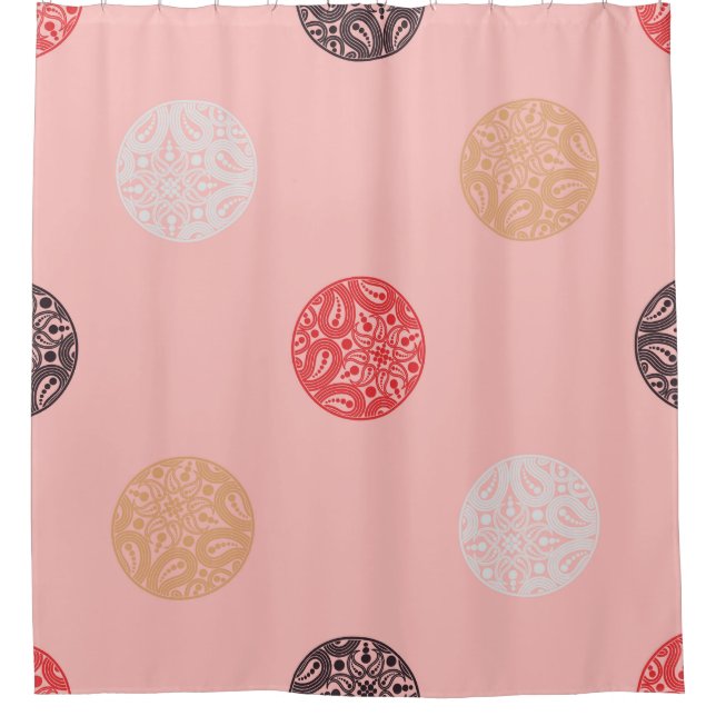 Polka dots seamless pattern. Mosaic of ethnic figu Shower Curtain (Front)