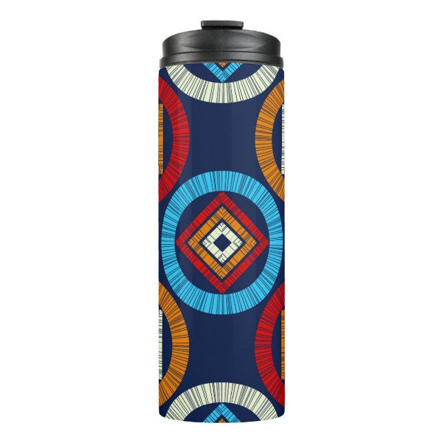 Polka dots seamless pattern. Mosaic of ethnic figu Thermal Tumbler (Front)