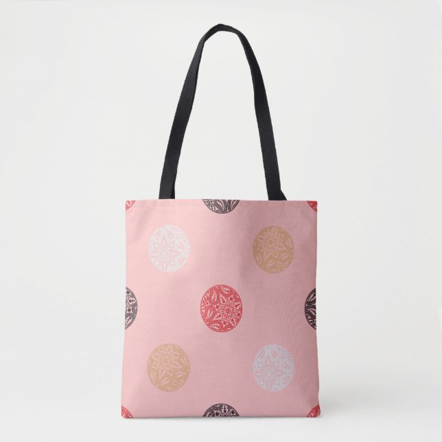 Polka dots seamless pattern. Mosaic of ethnic figu Tote Bag (Front)
