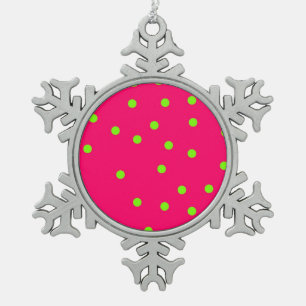 Polka dots snowflake pewter christmas ornament