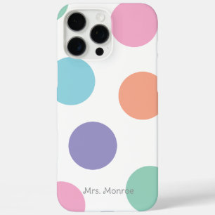 Polka Dots Soft Pink Green Blue Purple Orange Chic iPhone 16 Pro Max Case