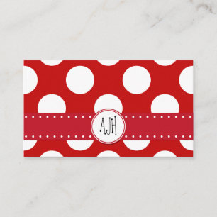 Polka Dots, Spots (Dotted Pattern) - Red White Business Card