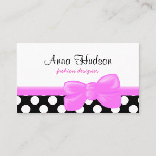 Polka Dots, Spots (Dotted Pattern) - White Black Business Card