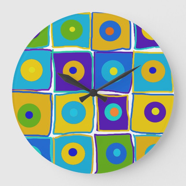 Polka Dots & Squares Art Clock (Front)