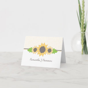 Polka Dots & Sunflowers Personalised Note Card