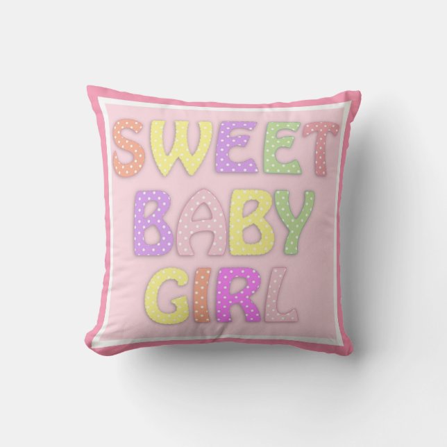 Polka dots sweet baby girl cushion (Front)