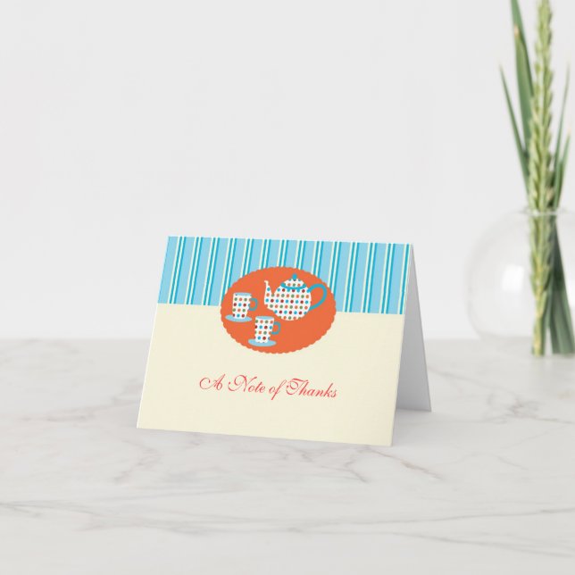 Polka Dots Tea Pot Thank You Card (Front)
