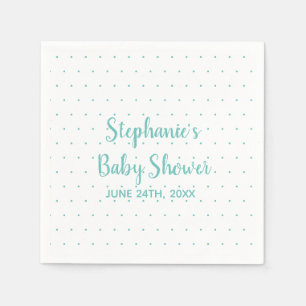 Polka Dots Teal Blue White Boy Girl Baby Shower Napkin