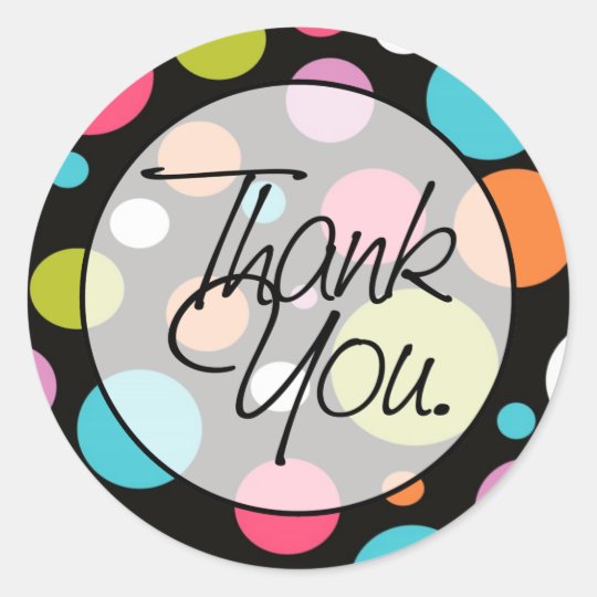 Polka Dots | Thank You Classic Round Sticker