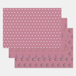 polka dots, the Esther club. horse shoes pink Wrapping Paper Sheet