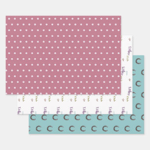 polka dots, the Esther club. horse shoes pink Wrapping Paper Sheet