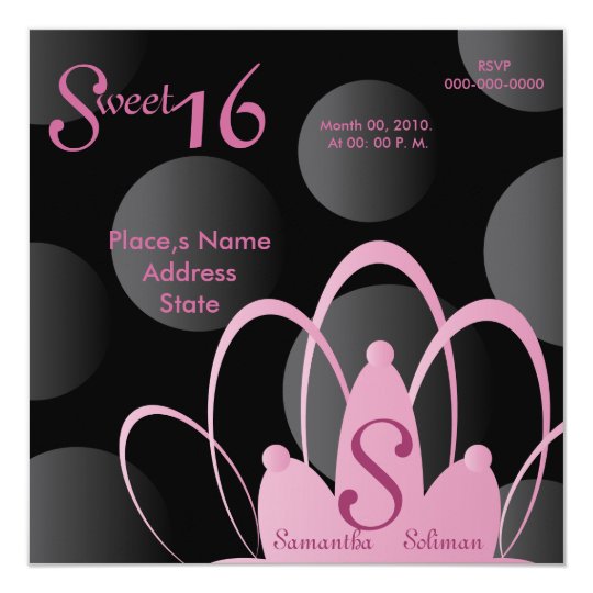 Polka Dots TiaraSweet Sixteen- Customise Card