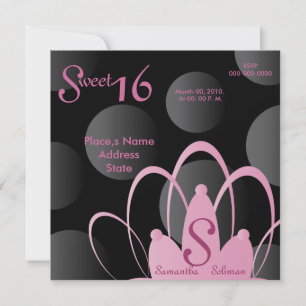 Polka Dots TiaraSweet Sixteen- Customise Invitation