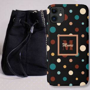 Polka Dots - Various Sizes Black - Fading Sun Hues iPhone 11 Case