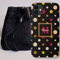 Polka Dots - Various Sizes Black - Warm Colours
