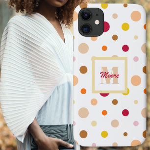 Polka Dots - Various Sizes White - Warm Colours iPhone 11 Case