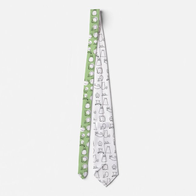 Polka dots w/ Cats doodle Tie (Back)
