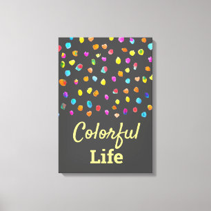 Polka dots watercolor boho pop art canvas print