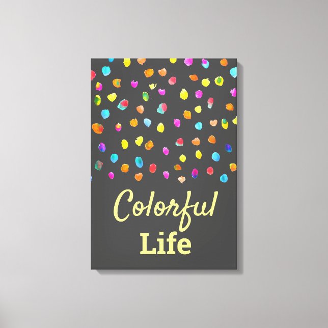 Polka dots watercolor boho pop art canvas print (Front)