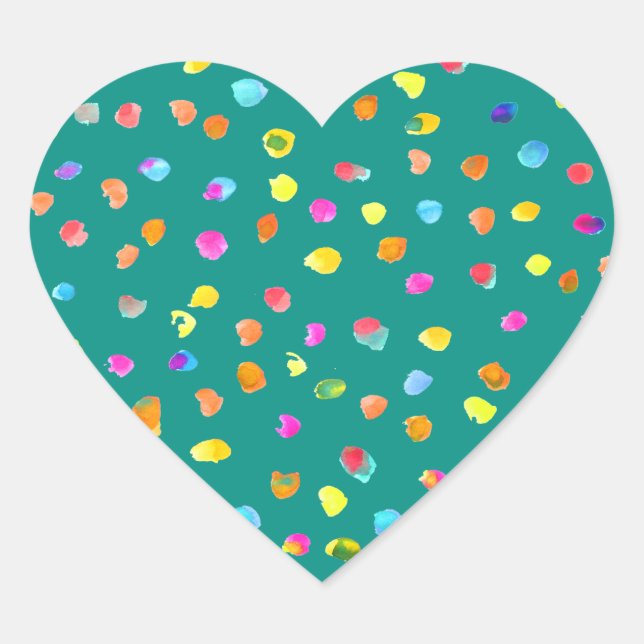 Polka dots watercolor boho pop art heart sticker (Front)
