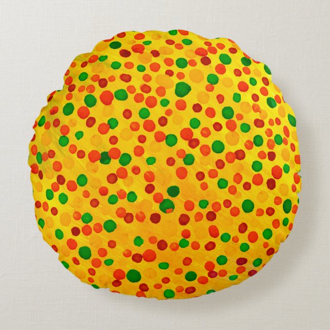 Polka dots watercolor seamless pattern round cushion (Front)
