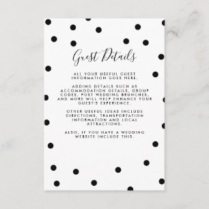 Polka Dots Wedding Guest Information Details Enclosure Card