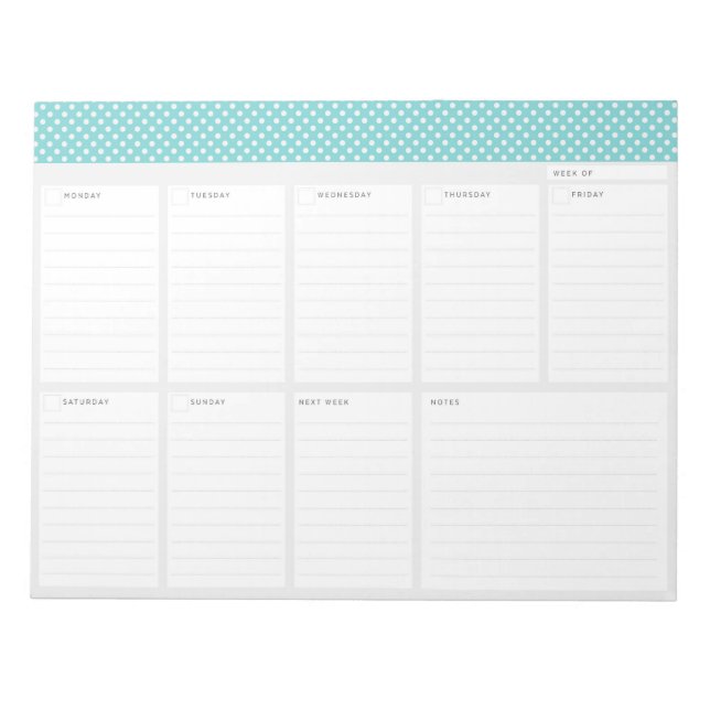 Polka Dots Weekly Desk Planner Notepad (Front)
