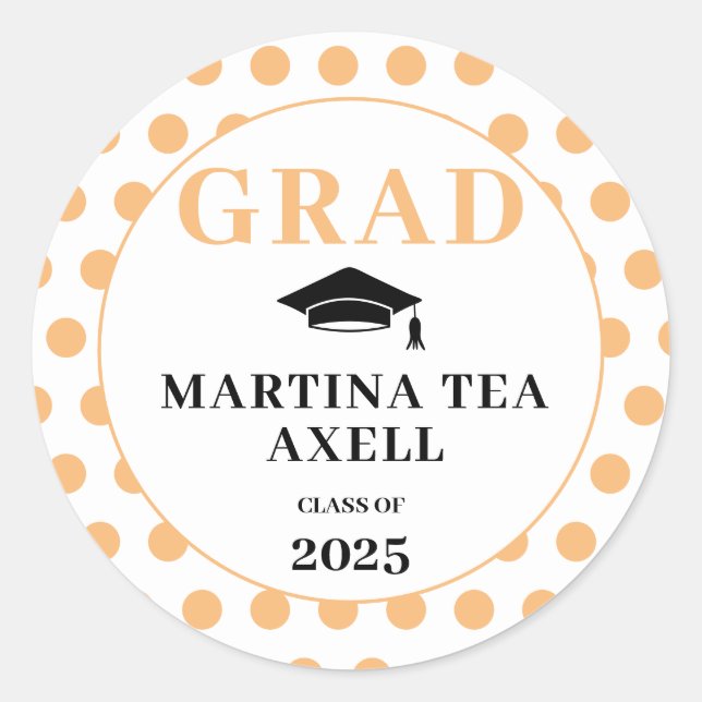  Polka Dots Welcome Graduation  Classic Round Sticker (Front)