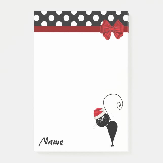 Polka dots whimsical funny Christmas cat monogram Post-it Notes (Front)