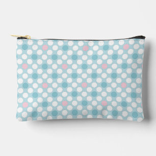 Polka dots white pink blue retro accessory pouch