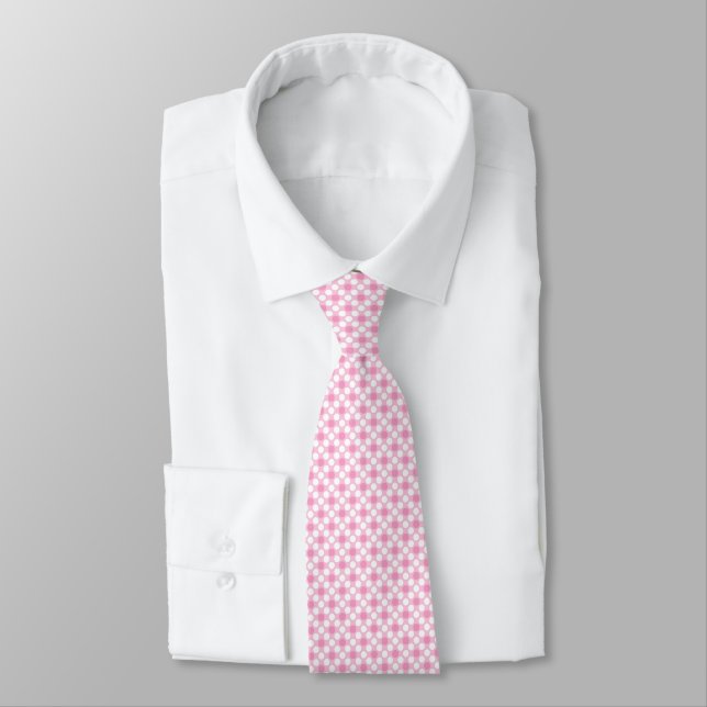 Polka dots white pink retro tie (Tied)