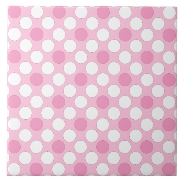 Polka dots white pink retro tile (Front)